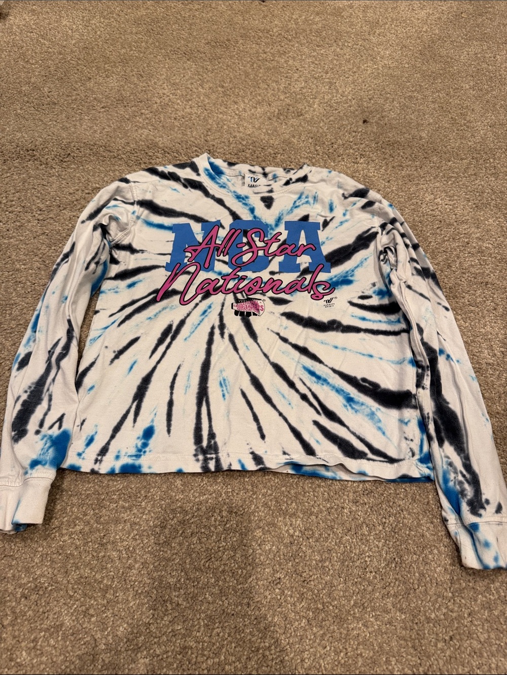 Varsity Cheer NCA Blue, Black & White Tie-Dye All Star Nationals Long Sleeve Tee